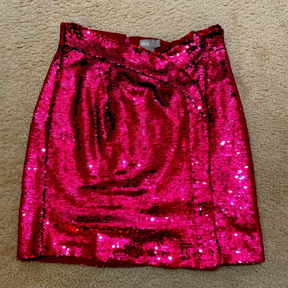 ASOS Hot Pink Sequin Mini Skirt